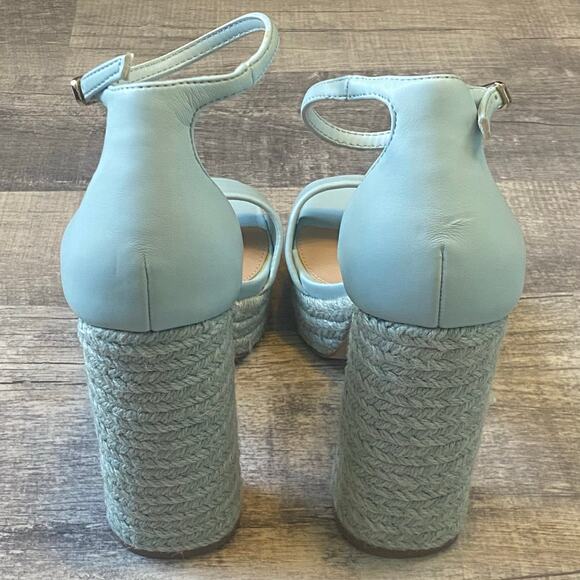 Madden Girl Omega Blue Faux Leather Platform Sandal Ankle Strap Heels NWOT - Picture 7 of 11